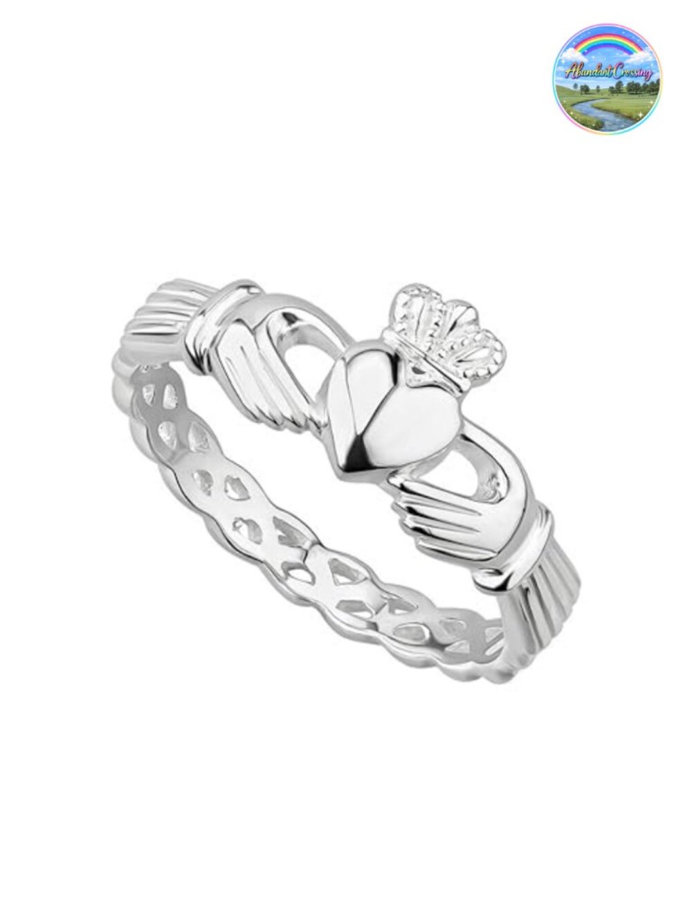 925 Sterling Silver Claddagh Band Ring, Irish Handmade